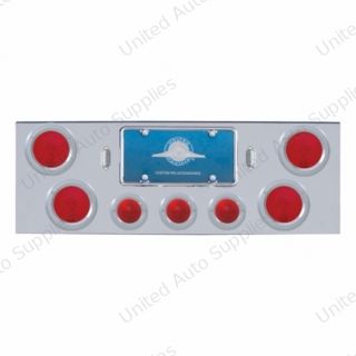 Chrome Rear Center Panel With Four 4" Lights & Three 2.5" Beehive Lights & Bezels