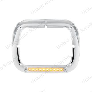 10 LED 5" x 7" Headlight Bezel With Visor - Amber LED/Clear Lens