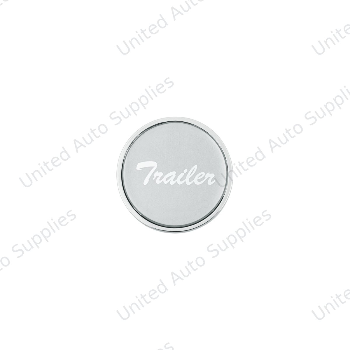 Aluminum Screw-On Air Valve Knob With Glossy Trailer Script Sticker - Silver Sticker