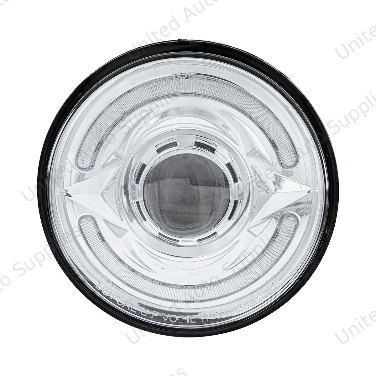 ULTRALIT- LED 5-3/4" Round Headlight With 60 LED Dual Color Light Bar, Amber & White LED - Low Beam