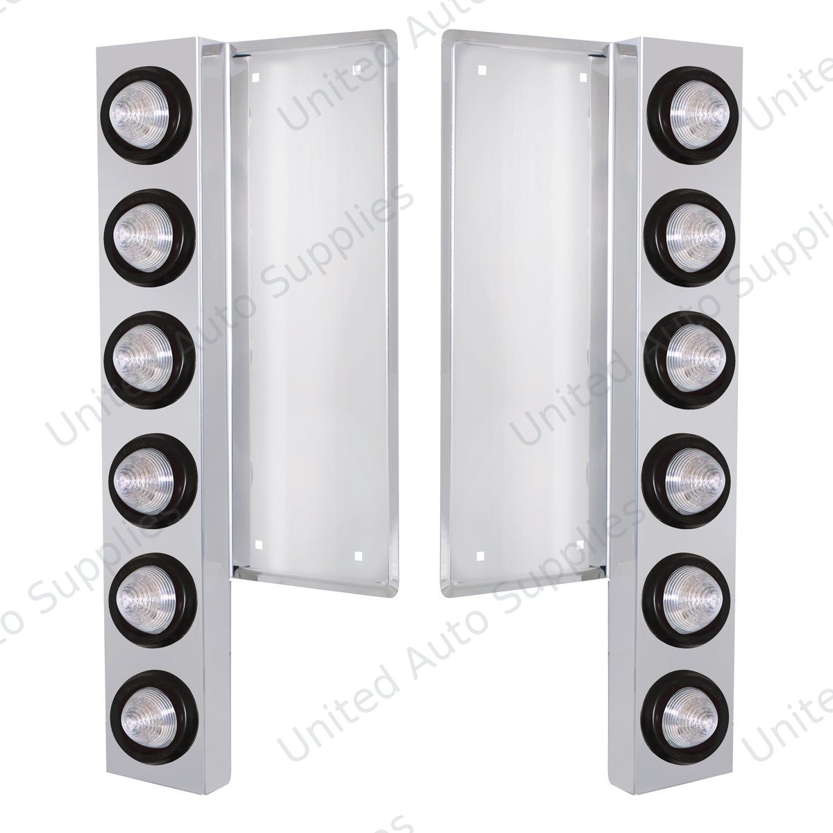 FL SS Front Air Cleaner Bracket W/12X 9 LED 2" Beehive Lights -Amber LED/Clear Lens