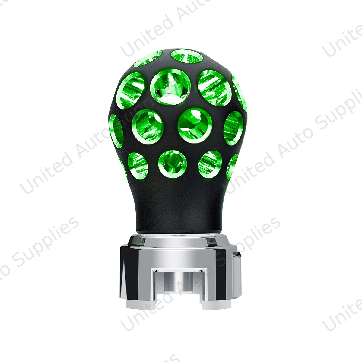 Thread-On Matte Black Phoenix Ball Gearshift Knob With LED 13/15/18 Speed Adapter-Green LED