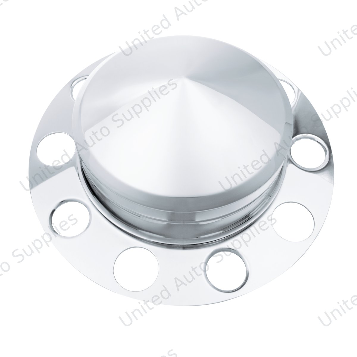 Chrome Pointed Front Axle Cover 3PC Kit For 1-1/2" Nut Cover - Aluminum Wheel