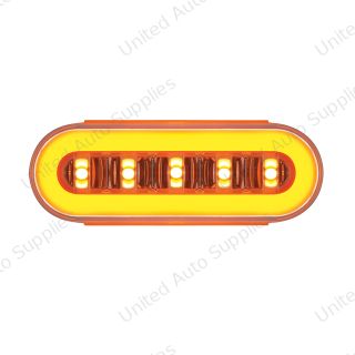 GloLight 22 LED 6" Oval Turn Signal Light With Amber Halo Insert Design - Amber LED/Clear Lens (Bulk)