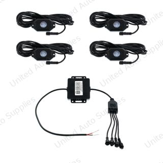 RGB Multi-Color 500 Lumen LED Rock Light 4-Piece Kit