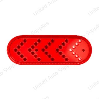 35 LED 6" Reflector Oval Sequential Turn Signal Light - Red LED/Red Lens