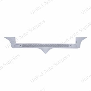 Chrome Hood Emblem Trim With 19 LED Reflector Light Bar For Kenworth - Amber LED/Clear Lens