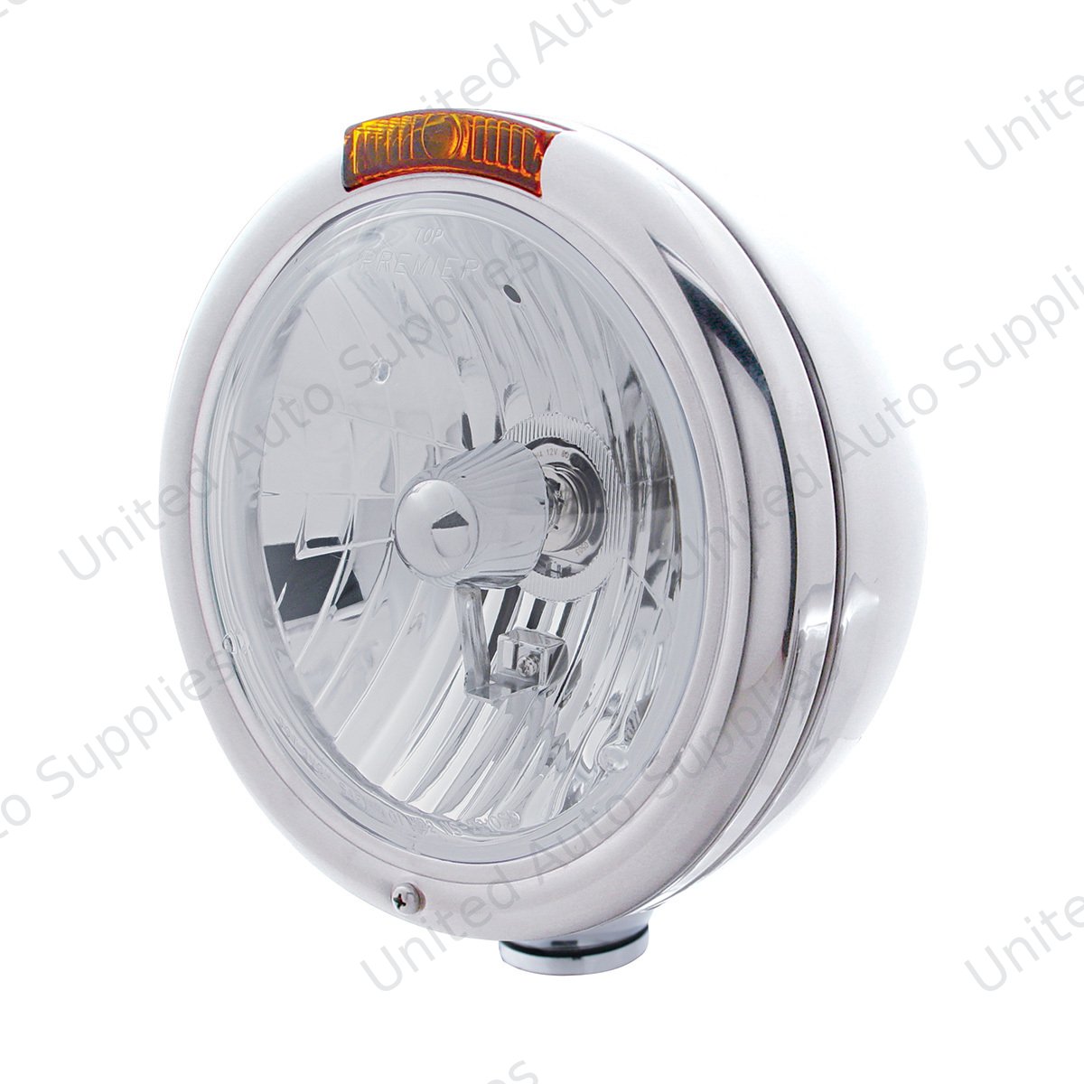 Chrome Classic Headlight Crystal H4 Bulb & Turn Signal - Amber Lens