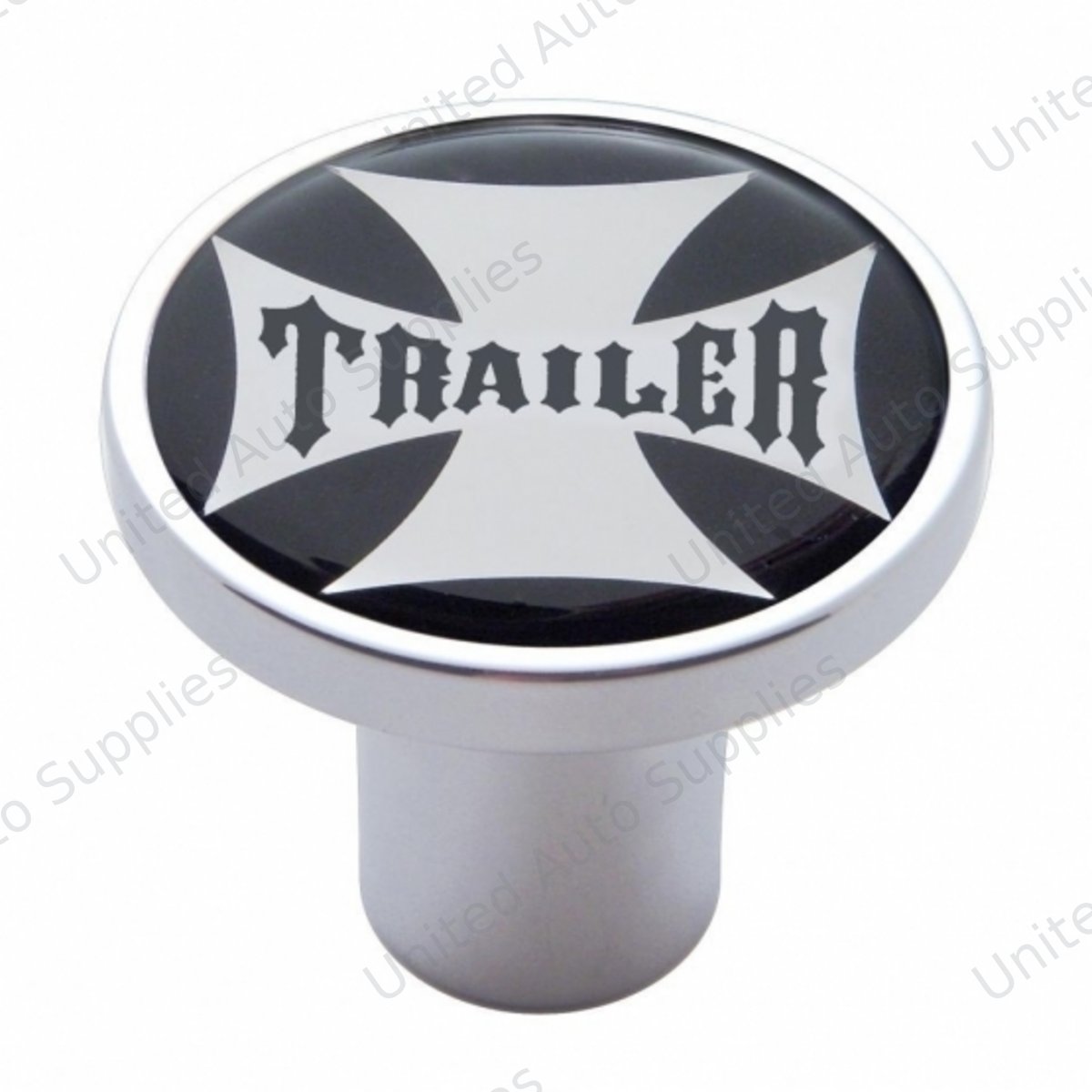 "Trailer" Air Valve Knob - Black Maltese Cross Sticker