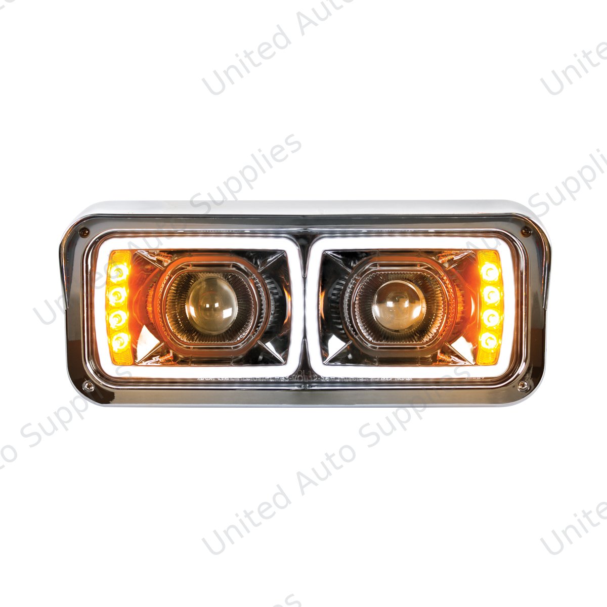 High Power LED "Blackout" Projection Headlight With LED Turn Signal & Position Light Bar - Driver