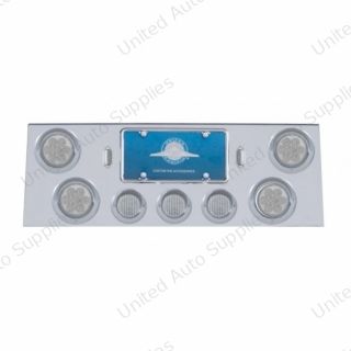 SS Rear Center Panel With 4X 7 LED 4" Reflector Light & 3X 13 LED 2.5" Light & Visor -Red LED/Clear Lens