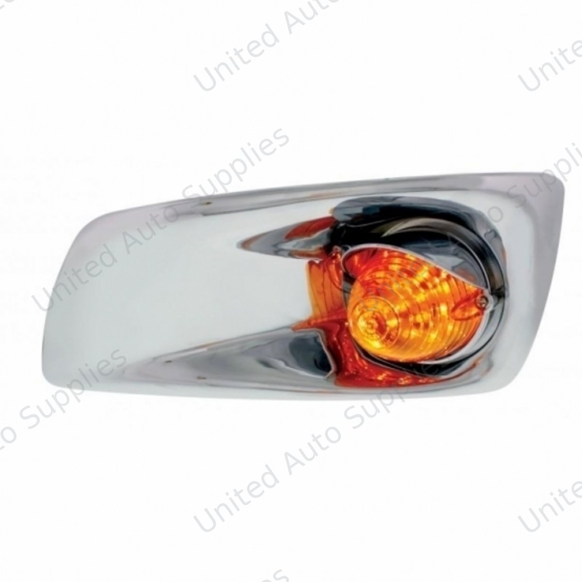 Fog Light Cover With 19 LED Beehive Light & Visor For 2007-17 KW T660 (Driver) - Amber LED/ Amber Lens