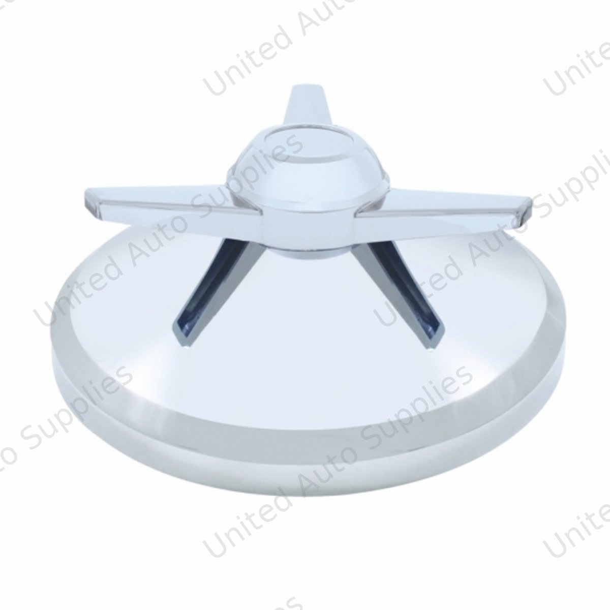 8" Chrome Cover With 3 Bar Spinner For UP Rear Axle Cover - Extra Large Bar Straight Spinner