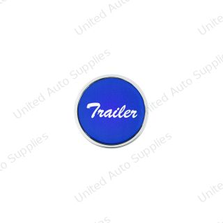 Aluminum Screw-On Air Valve Knob With Glossy Trailer Script Sticker - Blue Sticker