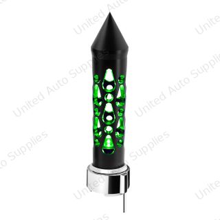 Thread-On Brooklyn Spike Gearshift Knob With LED 9/10 Speed Adapter-Matte Black/Green LED