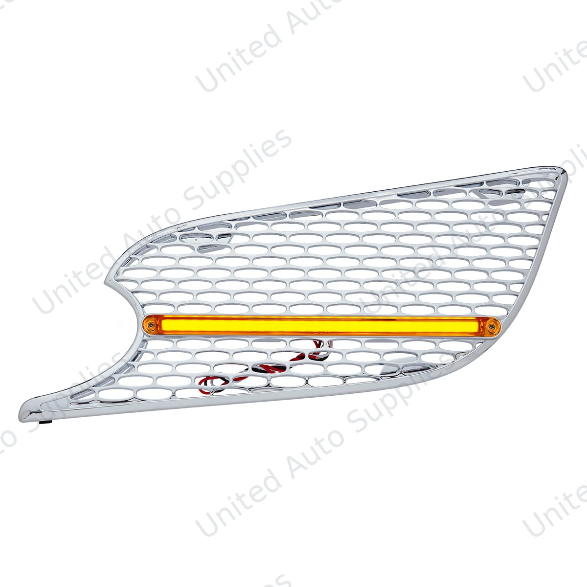 Chrome Air Intake Grille With LED GloLight For 2012-2021 Peterbilt 579 (Driver) - Amber LED/Amber Lens
