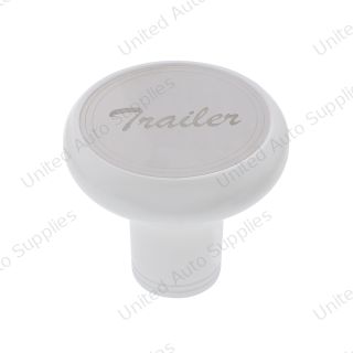 Deluxe Aluminum Screw-On Air Valve Knob With Stainless "Trailer" Plaque - Pearl White