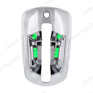 6 LED Chrome Door Handle Cover For 2018-2026 Freightliner Cascadia - Passenger, Green LED
