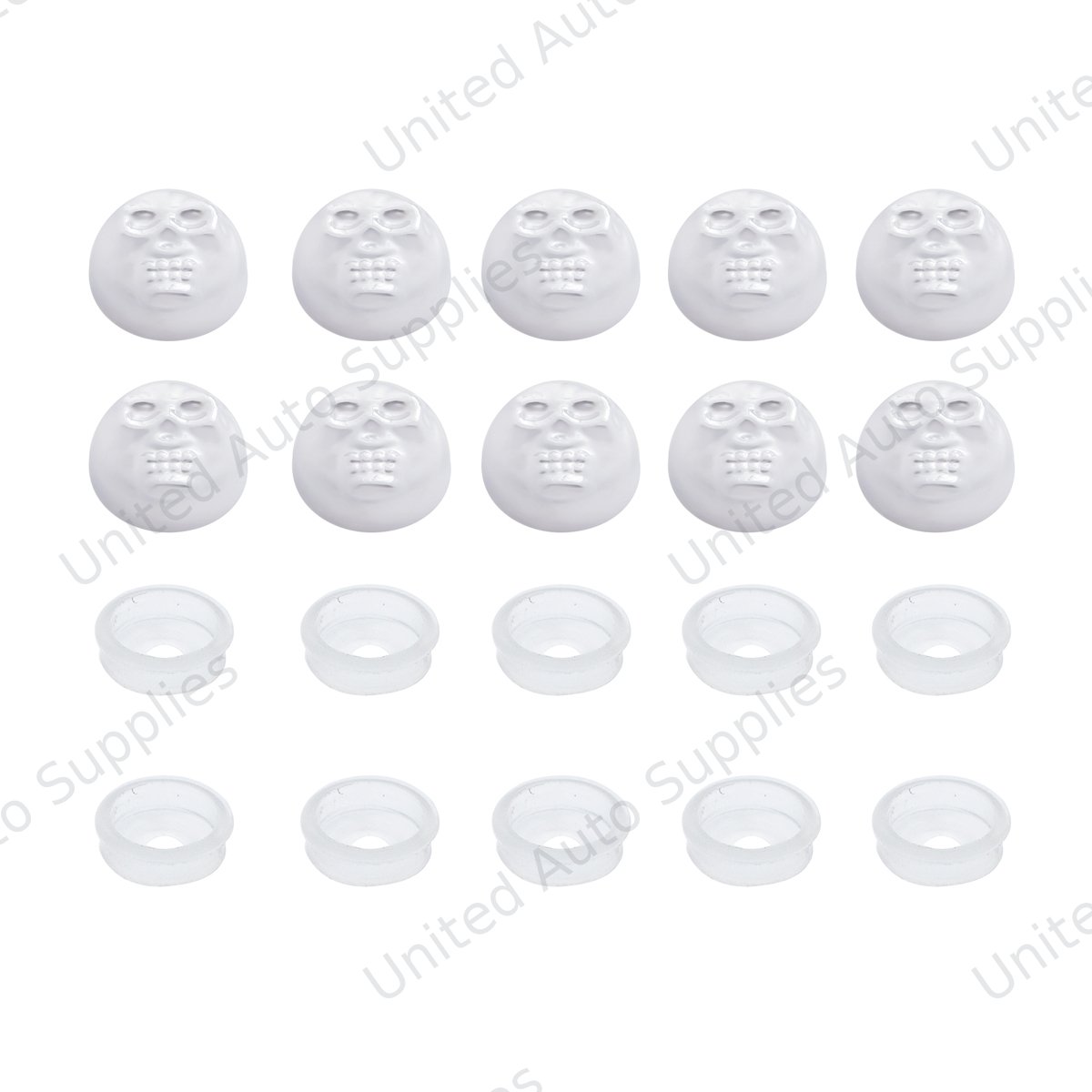 Chrome Plastic Skull Snap-On Cap For 1/4" Screws (10-Pack)