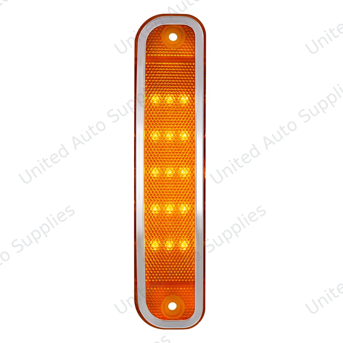 15 Amber LED Side Marker With Stainless Steel Trim For 1973-80 Chevy & GMC Truck, Amber Lens