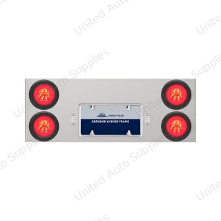 33-3/4" Stainless Rear Center Panel With Four 21 LED 4" GloLight & Grommets - Red LED/Clear Lens