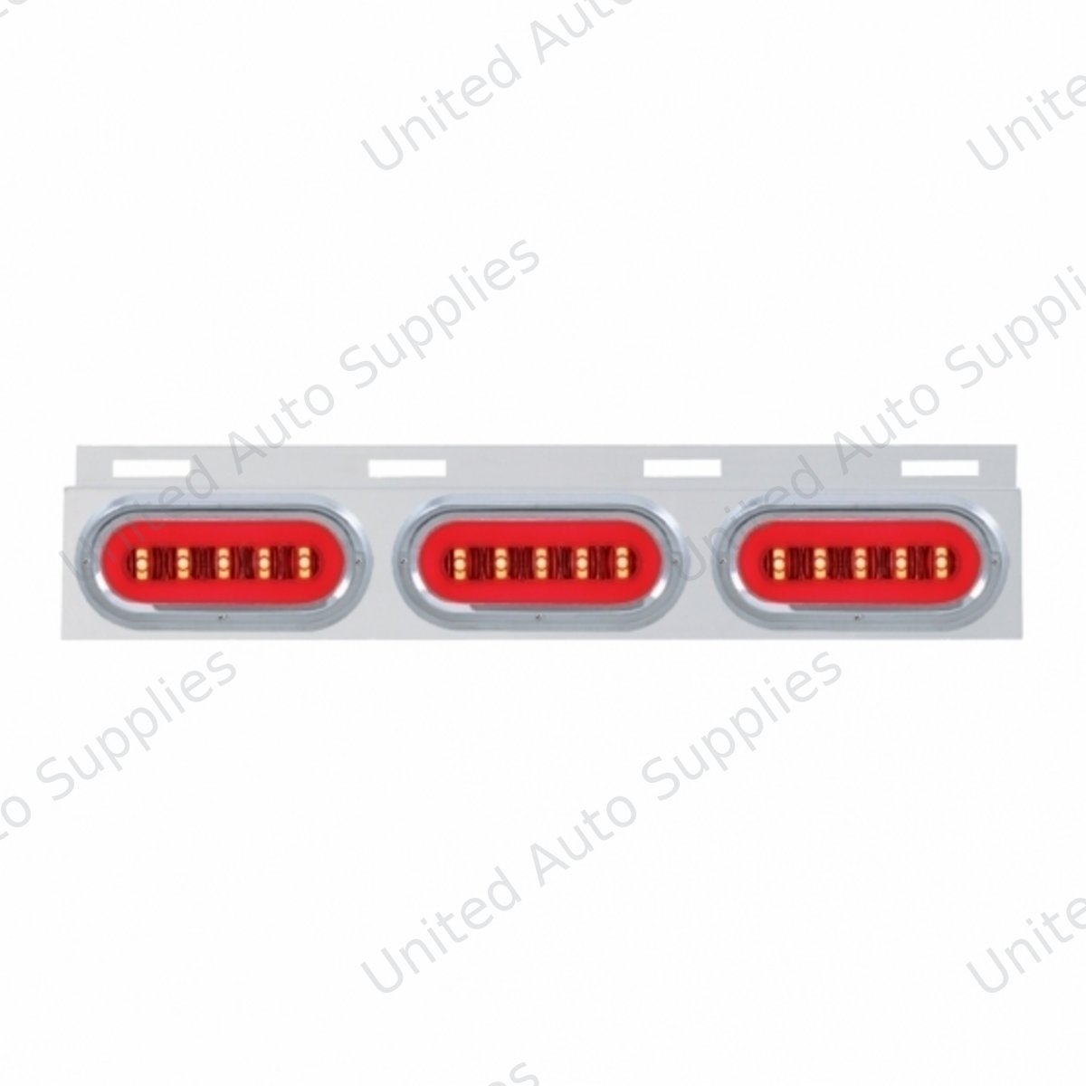 Stainless Top Mud Flap Bracket With 3X 22 LED 6" Oval GloLight & Visors - Red LED/Clear Lens (Each)
