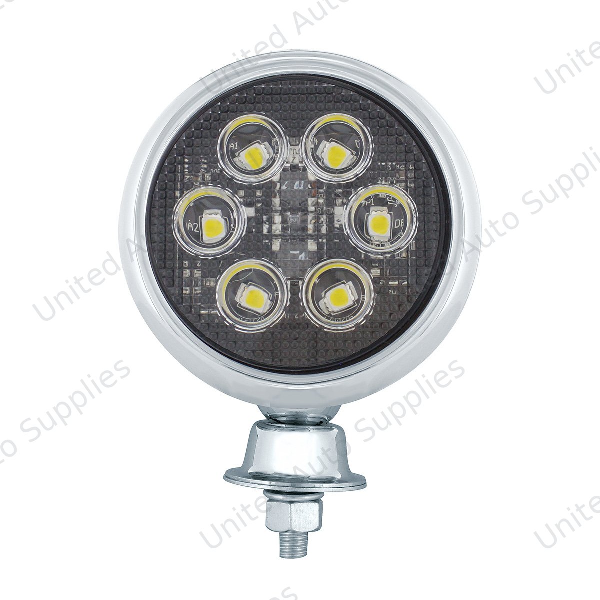 6 High Power LED Round Work Light With Teardrop Style Stainless Housing