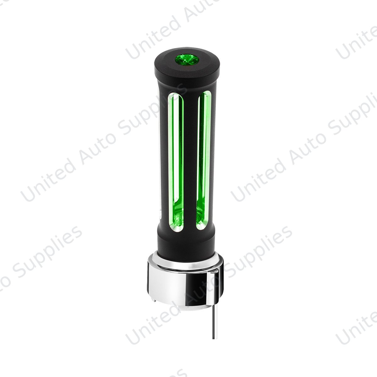 Thread-On Matte Black Sonoma Gearshift Knob With LED 9/10 Speed Adapter-Dark Green Crystal/Green LED