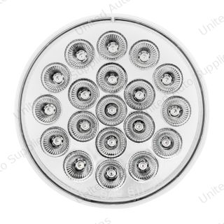 Double Fury 19 LED 4" Round Turn Signal Light-Amber & White LED/Clear Lens