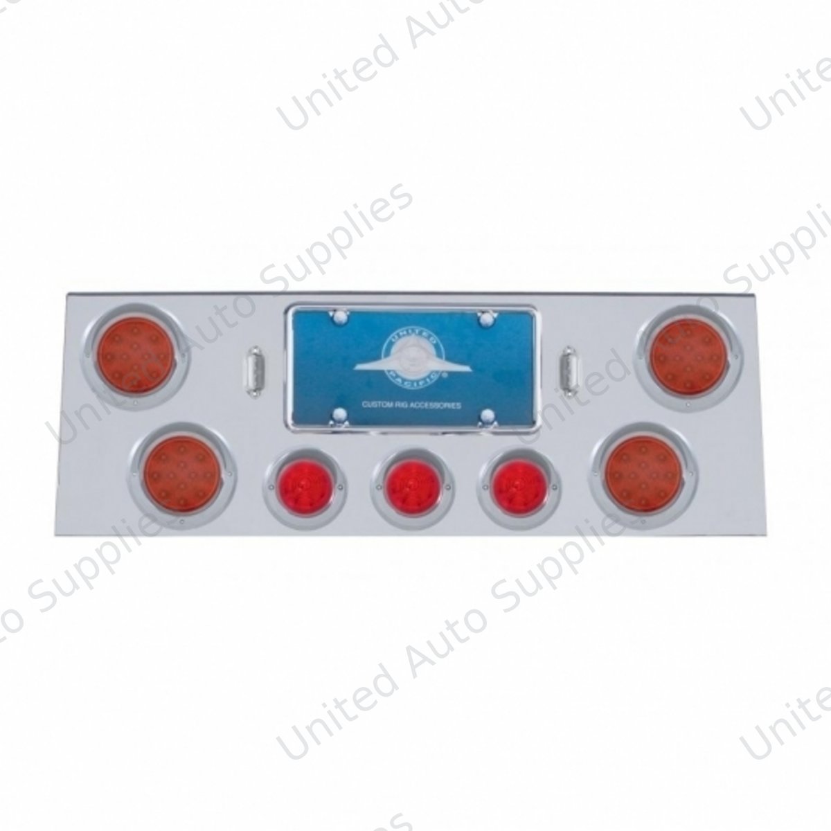SS Rear Center Panel +4X LED 4" Refl. Light & 3X LED 2.5" Beehive Light & Visor-Red LED & Lens