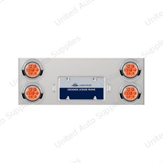 33-3/4" Stainless Rear Center Panel With Four 7 LED 4" Reflector Lights & Visors - Red LED/Clear Lens