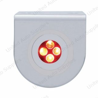 Stainless Light Bracket With 4 LED Fastener Light - Red LED/Clear Lens