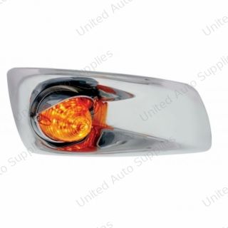 Fog Light Cover With 19 LED Beehive Light & Visor For 2007-17 KW T660 (Passenger) - Amber LED/ Amber Lens