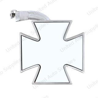 Chrome Iron "Maltese" Cross Style Mirror With Curved Mounting Arm