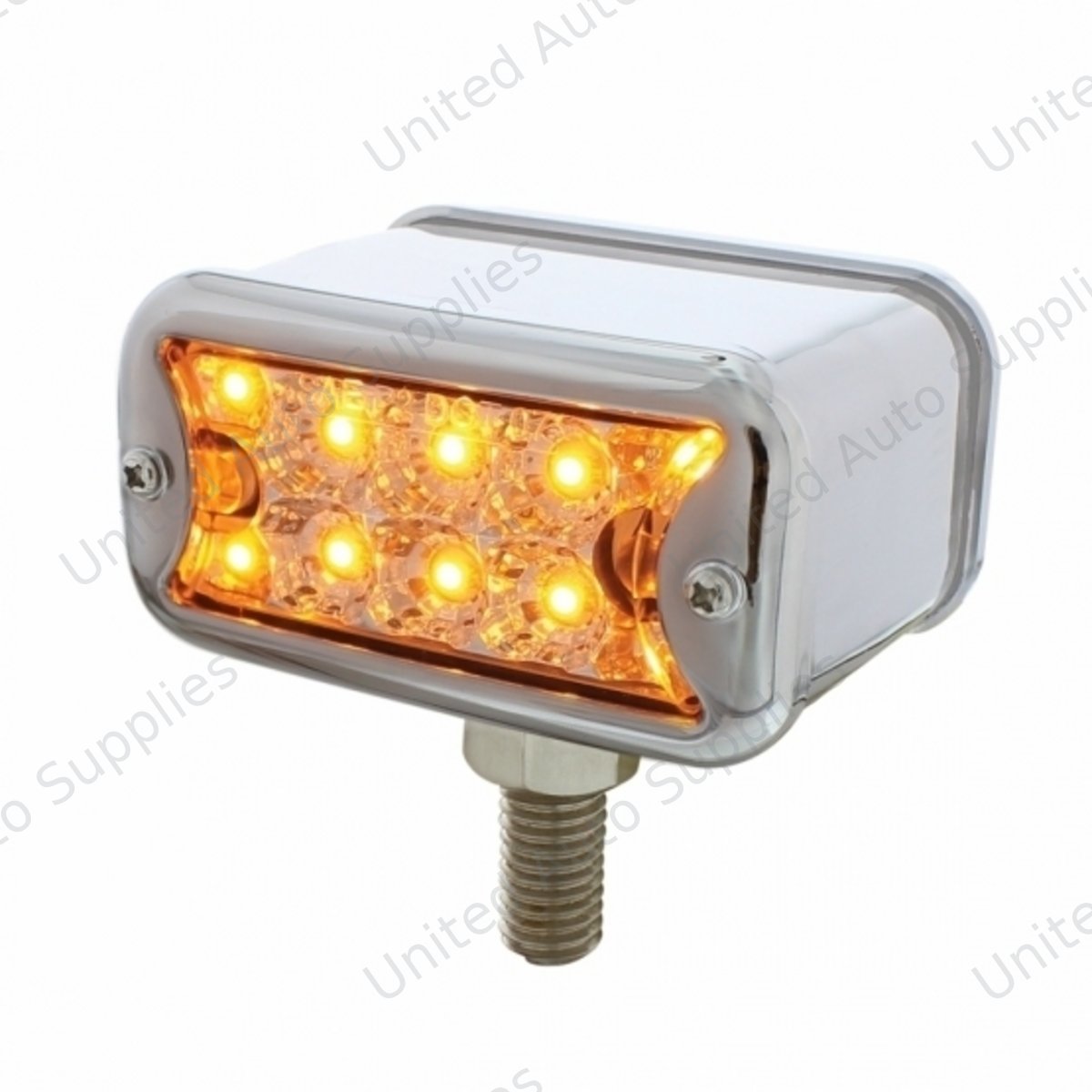 20 LED Dual Function Reflector Double Face Light With Bezel - T-Mount - Amber & Red LED/Clear Lens