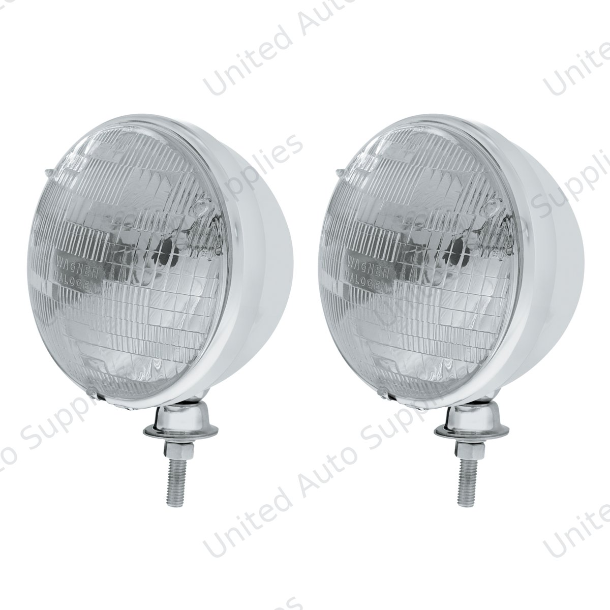 7" Stainless Dietz Style Headlight With 12 Volt H6024 Halogen Seal Beam Bulb (Pair)