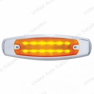 12 LED Rectangular Light (Clearance/Marker) With Chrome Bezel - Amber LED/Amber Lens