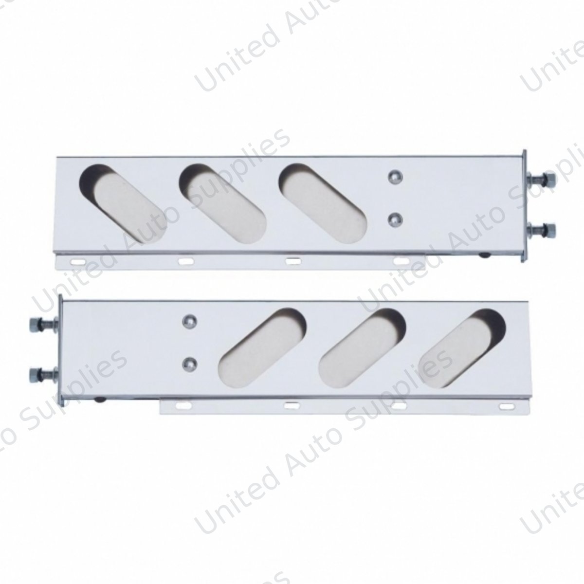 3-3/4" Bolt Pattern Stainless Spring Loaded Light Bar With 6X Oval Light Cutouts (Pair)