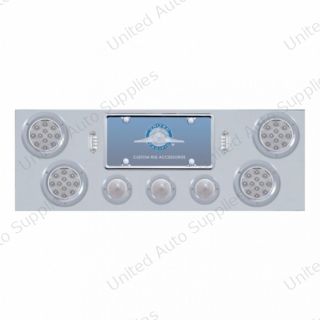SS Rear Center Panel +4X LED 4" Refl. Light & 3X LED 2.5" Beehive Light & Bezel-Red LED/Clear Lens