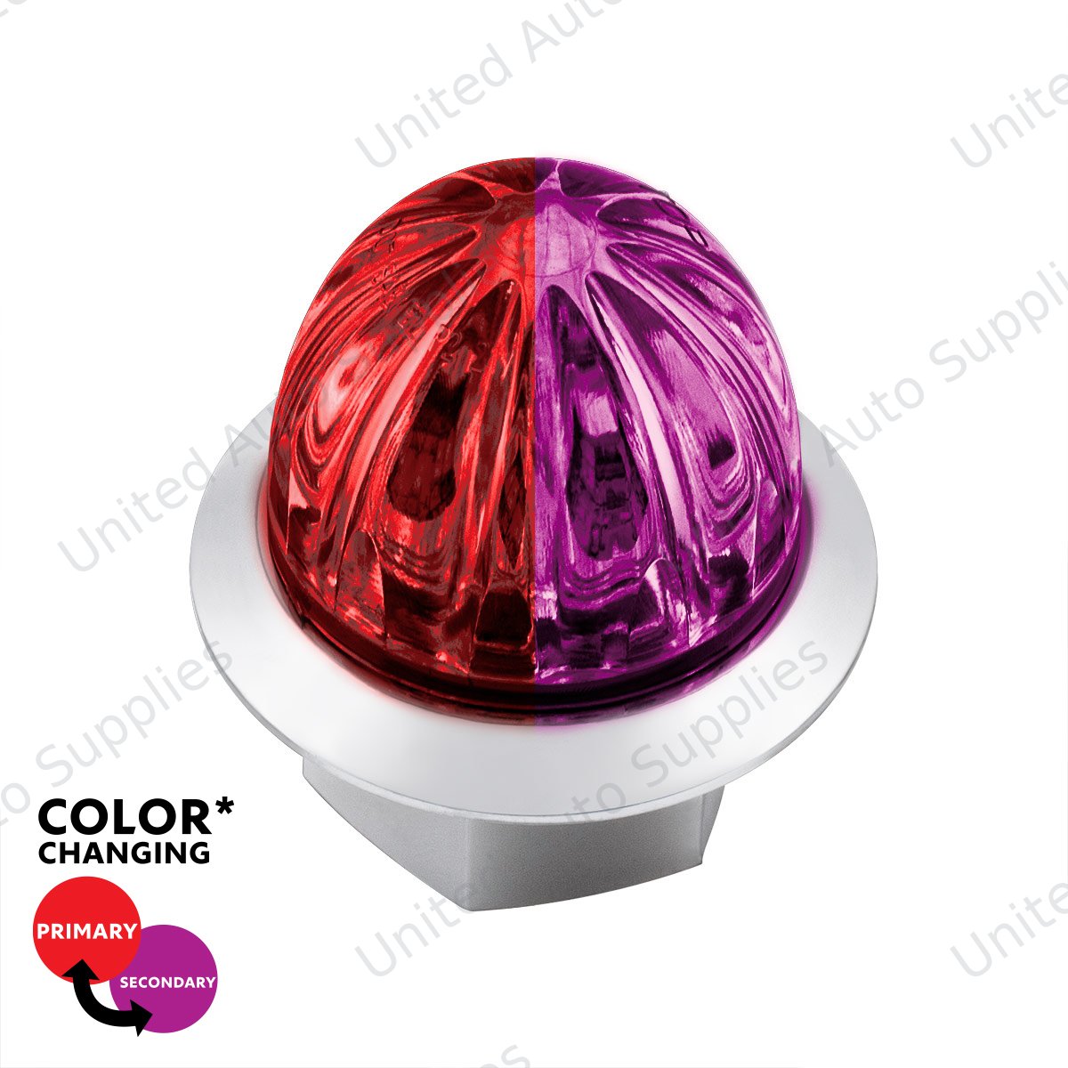 Double Fury 4 LED 1-1/8" Watermelon Clearance/Marker Light- Red & Purple LED/ Clear Lens
