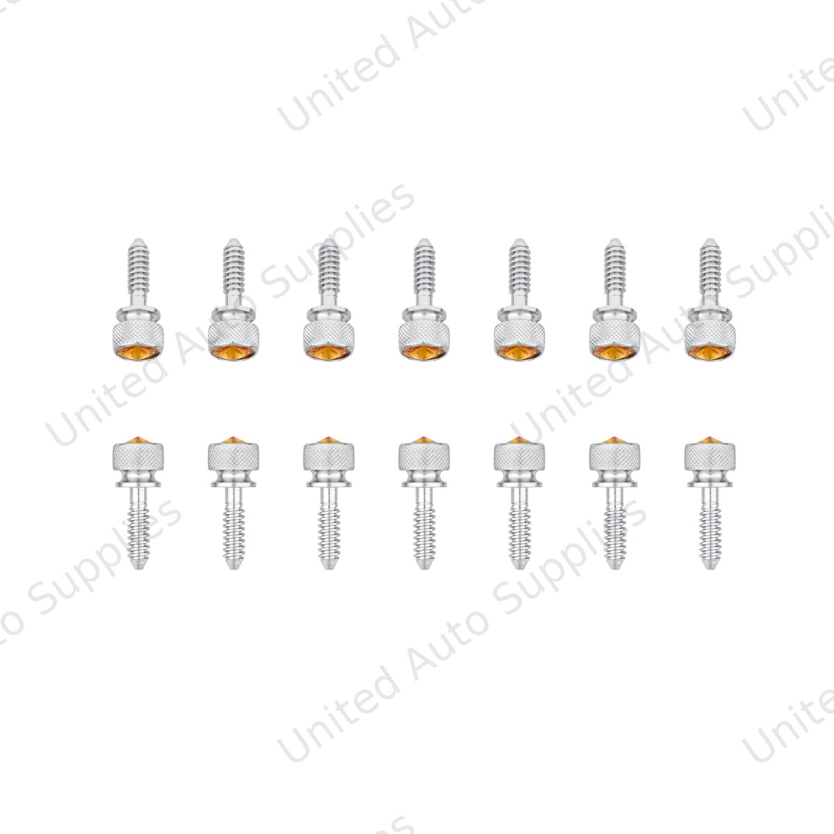 1/4"-20 Knurled Head Dash Screw For Peterbilt - Amber Crystal (14-Pack)