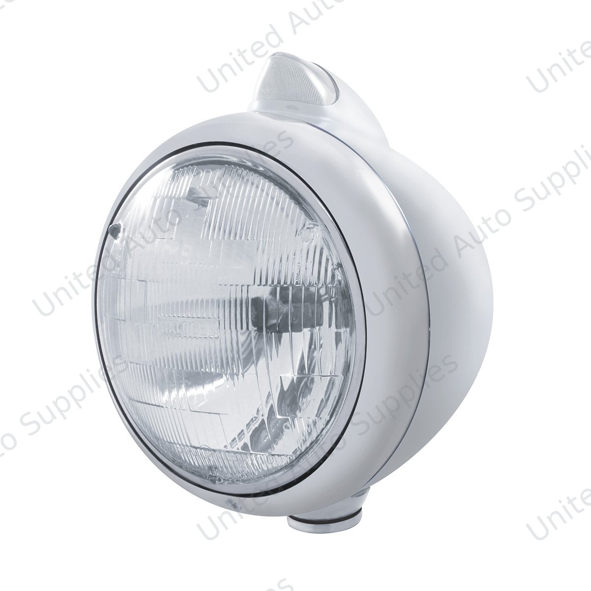 Stainless Steel Guide 682-C Headlight H6024 & Original Style LED Signal - Clear Lens