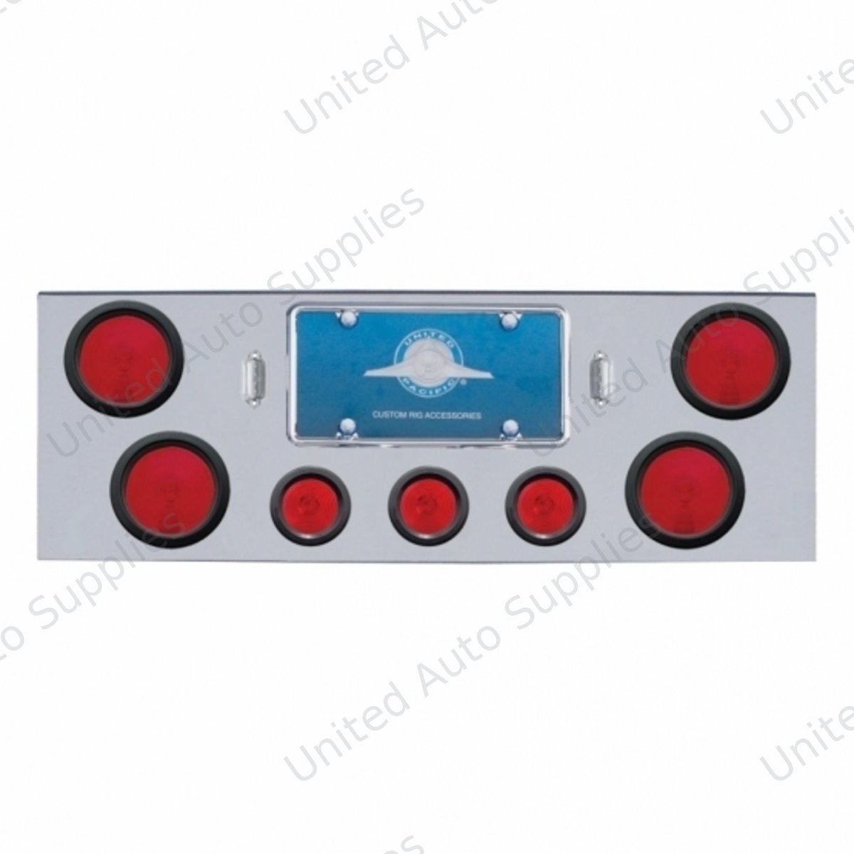 Chrome Rear Center Panel With Four 4" Lights & Three 2.5" Lights & Grommets