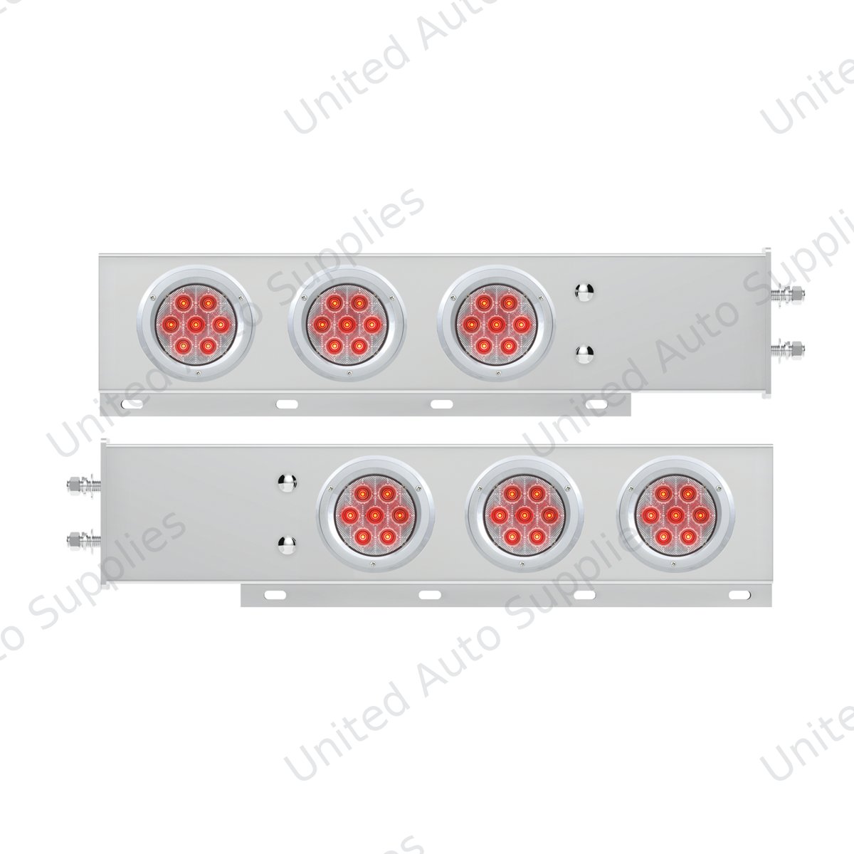 2.5" Bolt Pattern Spring Loaded Rear Bar With 6X Competition Series 7 Red LED 4" Light -Clear Lens (Pair)