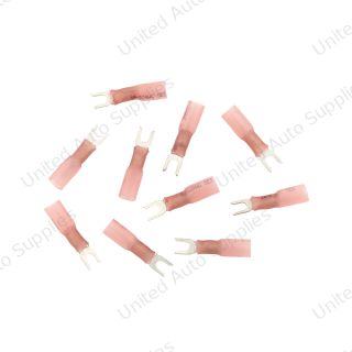 22-18 AWG #6 Stud CS Heat Shrink Spade Terminal - Red (10-Pack)