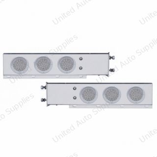 3-3/4" Bolt Pattern SS Spring Loaded Bar With 6X 36 LED 4" Lights & Visors -Red LED/Clear Lens (Pair)