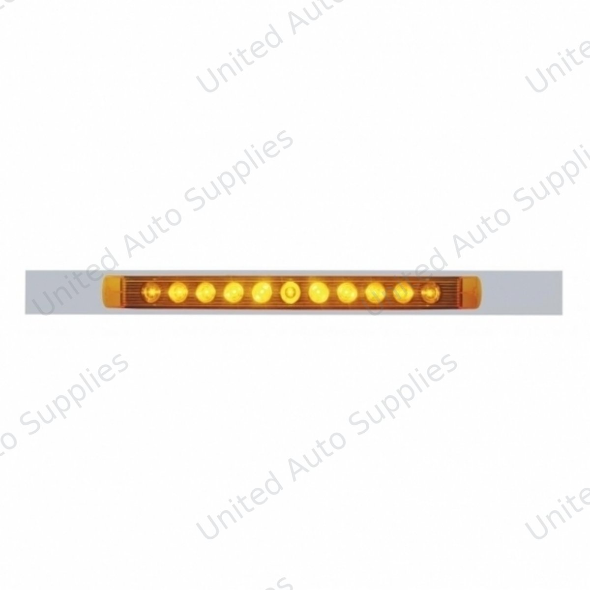 Chrome Top Mud Flap Plate With 11 LED 17" Light Bar - Amber LED/Amber Lens (Each)