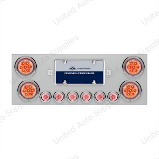 SS Rear Center Panel With 4X 7 LED 4" Reflector Lights & 6X 9 LED 2" Lights -Red LED/Clear Lens