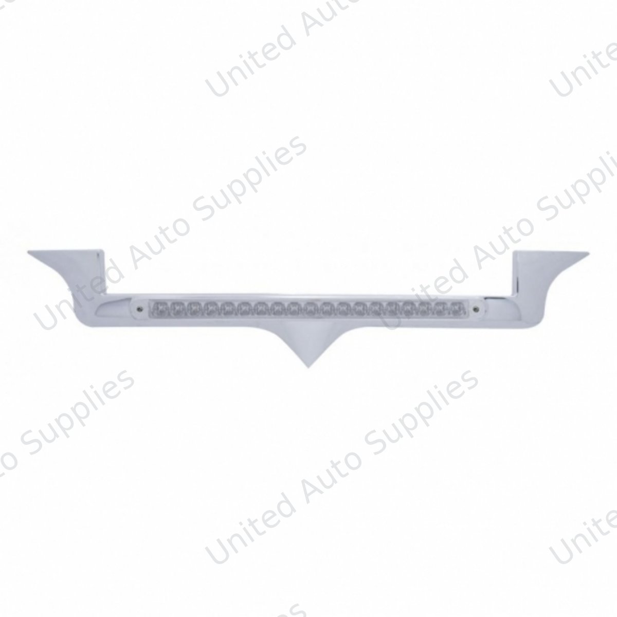 Chrome Hood Emblem Trim With 19 LED Reflector Light Bar For Kenworth - Amber LED/Clear Lens