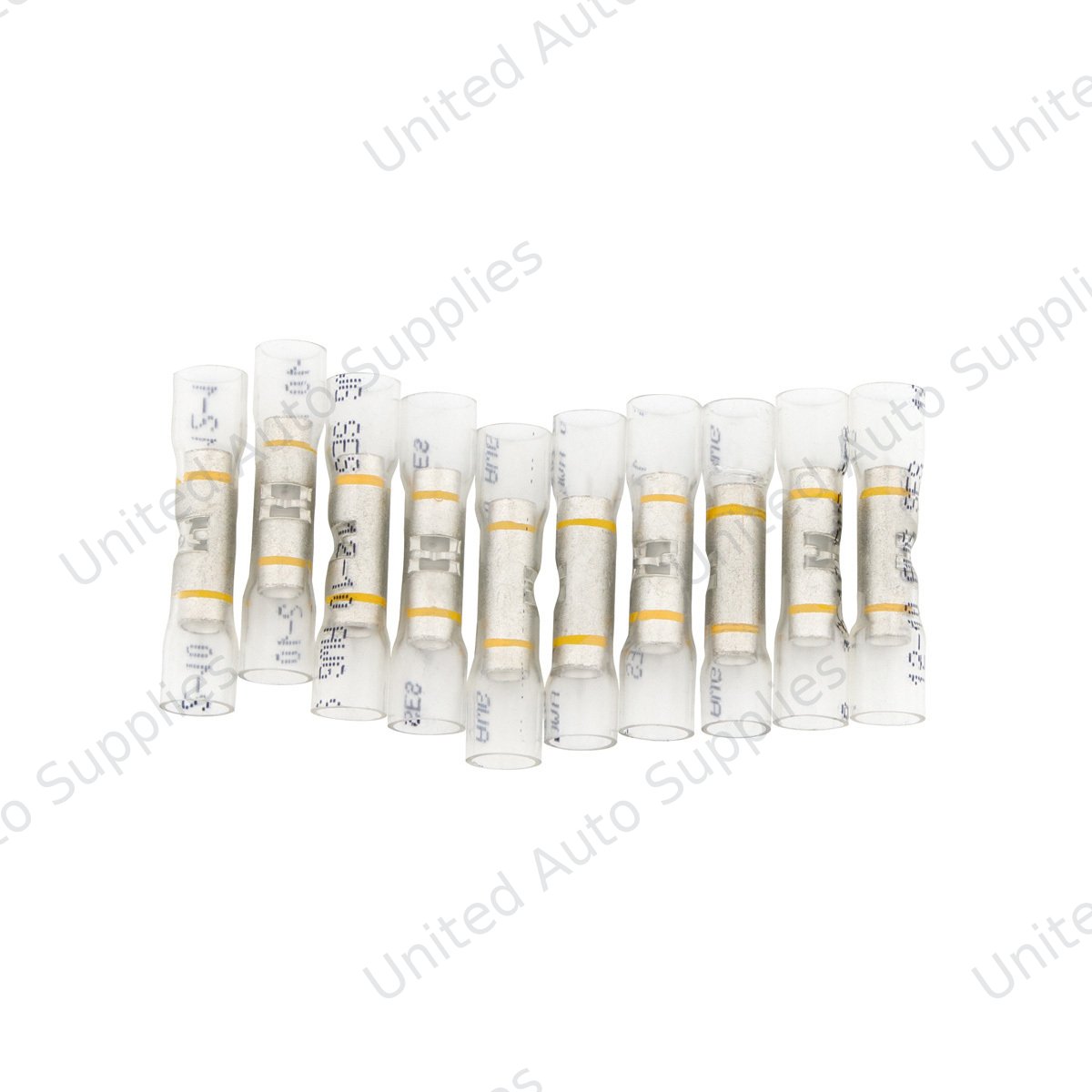 12-10 AWG CS Window Heat Shrink Butt Connector - Clear w/ Yellow Stripe (10-Pack)